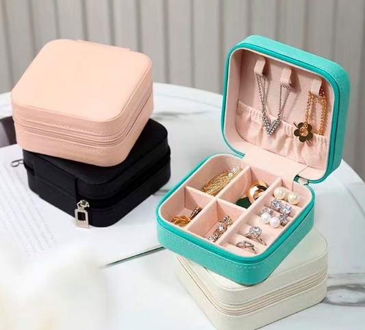 Mini Maleta Porta-Jóias Portátil Estojo Com Zíper