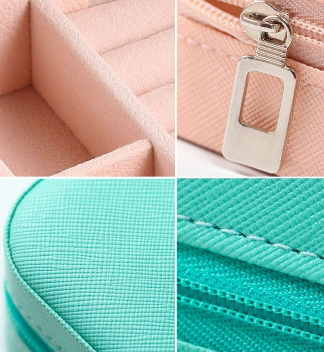 Mini Maleta Porta-Jóias Portátil Estojo Com Zíper