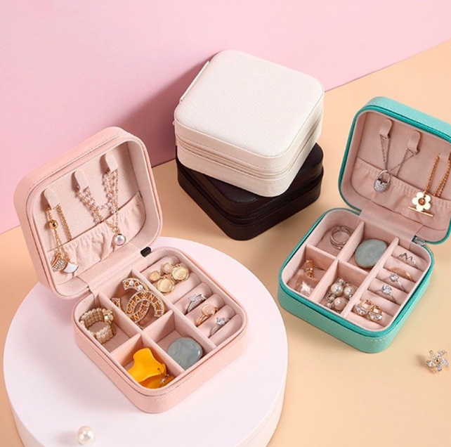 Mini Maleta Porta-Jóias Portátil Estojo Com Zíper