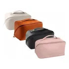 Necessaire Feminina Grande Maquiagem Cosméticos Bolsa Viagem Cor Marrom Desenho Do Tecido Lisa